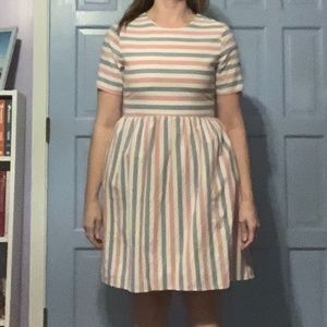 Blue and pink striped dress
